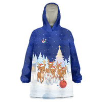 Funny Christmas Reindeer Bowling Custom Wearable Blanket Hoodie with Reindeer Snow Scene - Wonder Print Shop