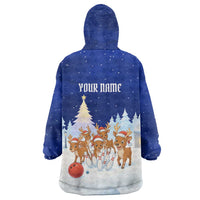 Funny Christmas Reindeer Bowling Custom Wearable Blanket Hoodie with Reindeer Snow Scene - Wonder Print Shop