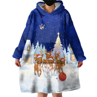 Funny Christmas Reindeer Bowling Custom Wearable Blanket Hoodie with Reindeer Snow Scene - Wonder Print Shop