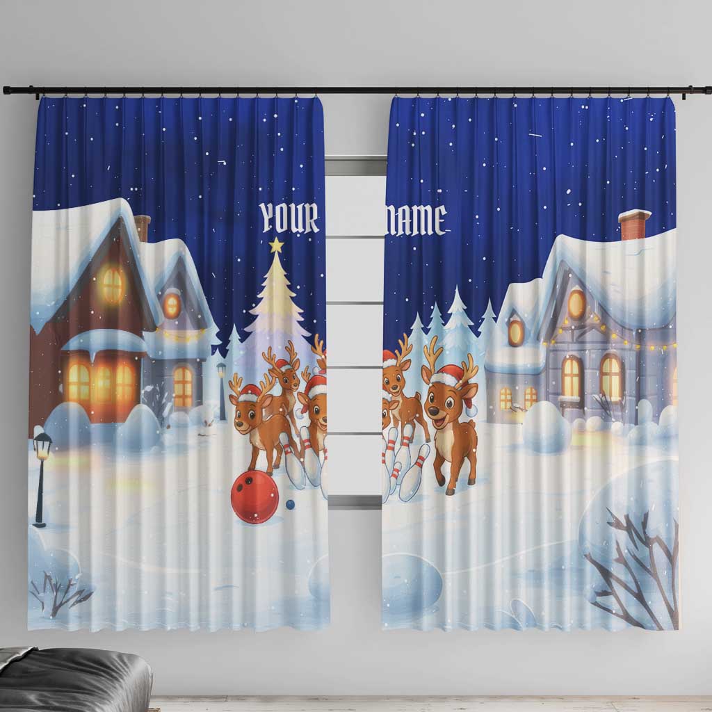 Funny Christmas Reindeer Bowling Custom Window Curtain with Reindeer Snow Scene - Wonder Print Shop