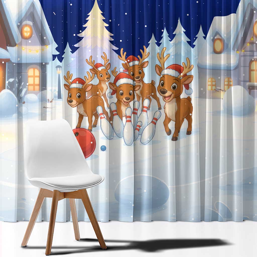 Funny Christmas Reindeer Bowling Custom Window Curtain with Reindeer Snow Scene - Wonder Print Shop