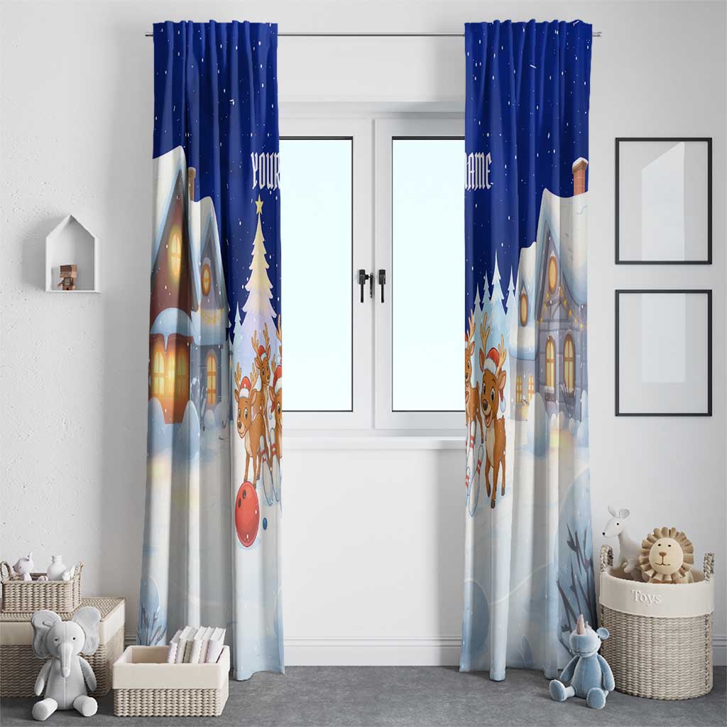 Funny Christmas Reindeer Bowling Custom Window Curtain with Reindeer Snow Scene - Wonder Print Shop