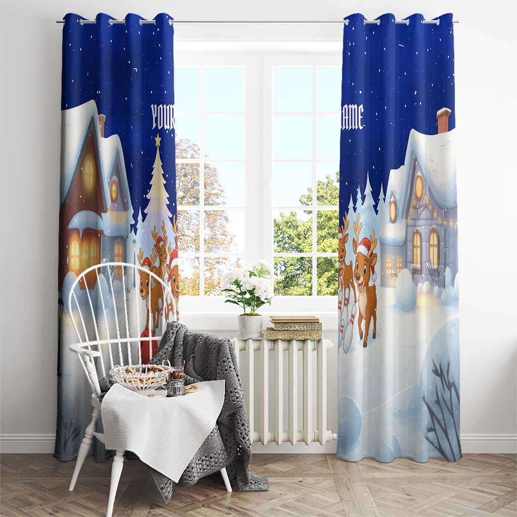 Funny Christmas Reindeer Bowling Custom Window Curtain with Reindeer Snow Scene - Wonder Print Shop
