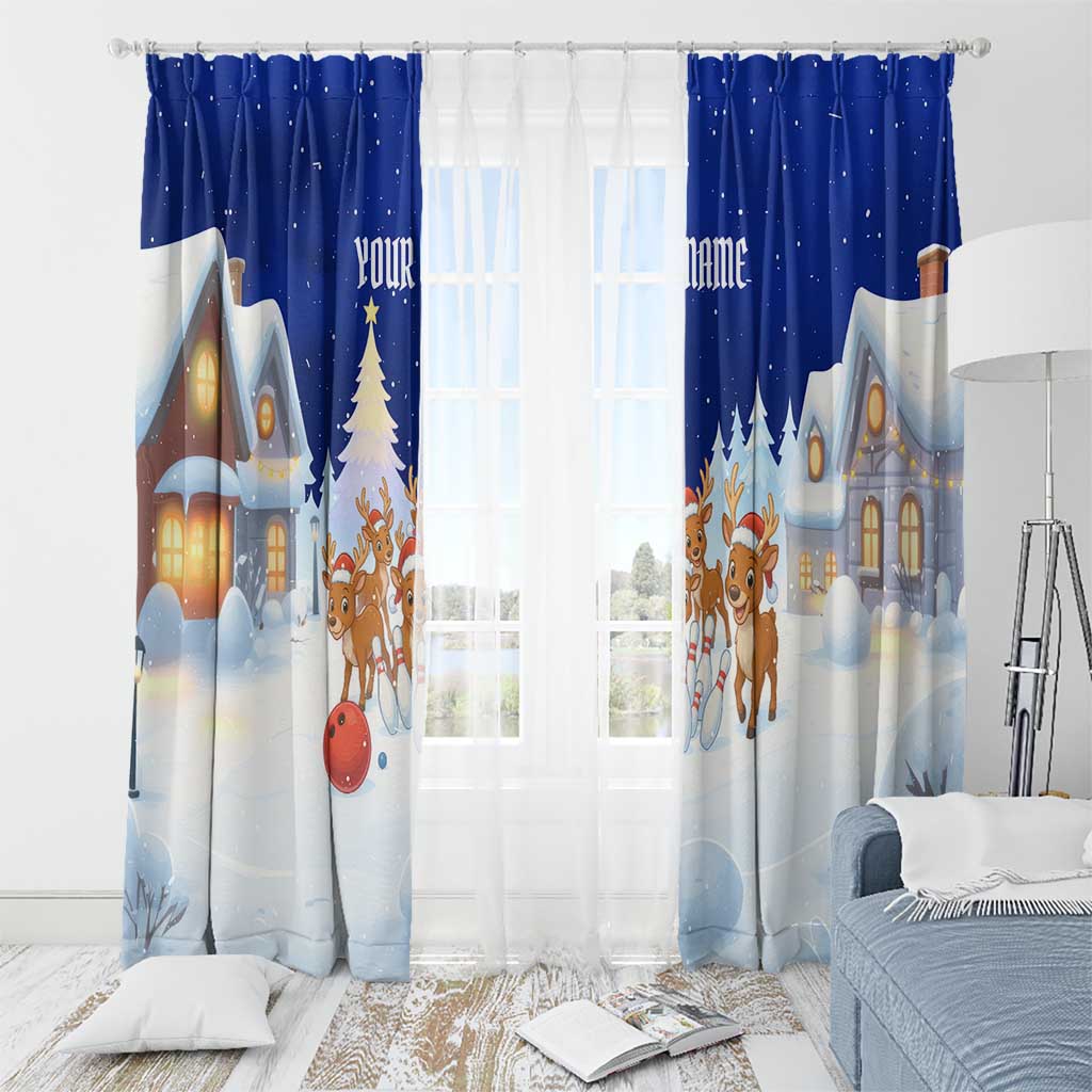 Funny Christmas Reindeer Bowling Custom Window Curtain with Reindeer Snow Scene - Wonder Print Shop