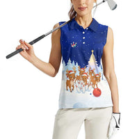 Funny Christmas Reindeer Bowling Custom Women Sleeveless Polo Shirt with Reindeer Snow Scene - Wonder Print Shop