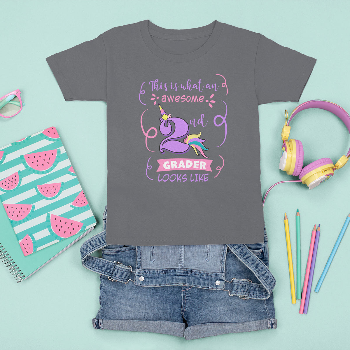 Back To School T Shirt For Kid This Is What An Awesome 2nd Grader Looks Like Unicorn TS05 - Wonder Print Shop