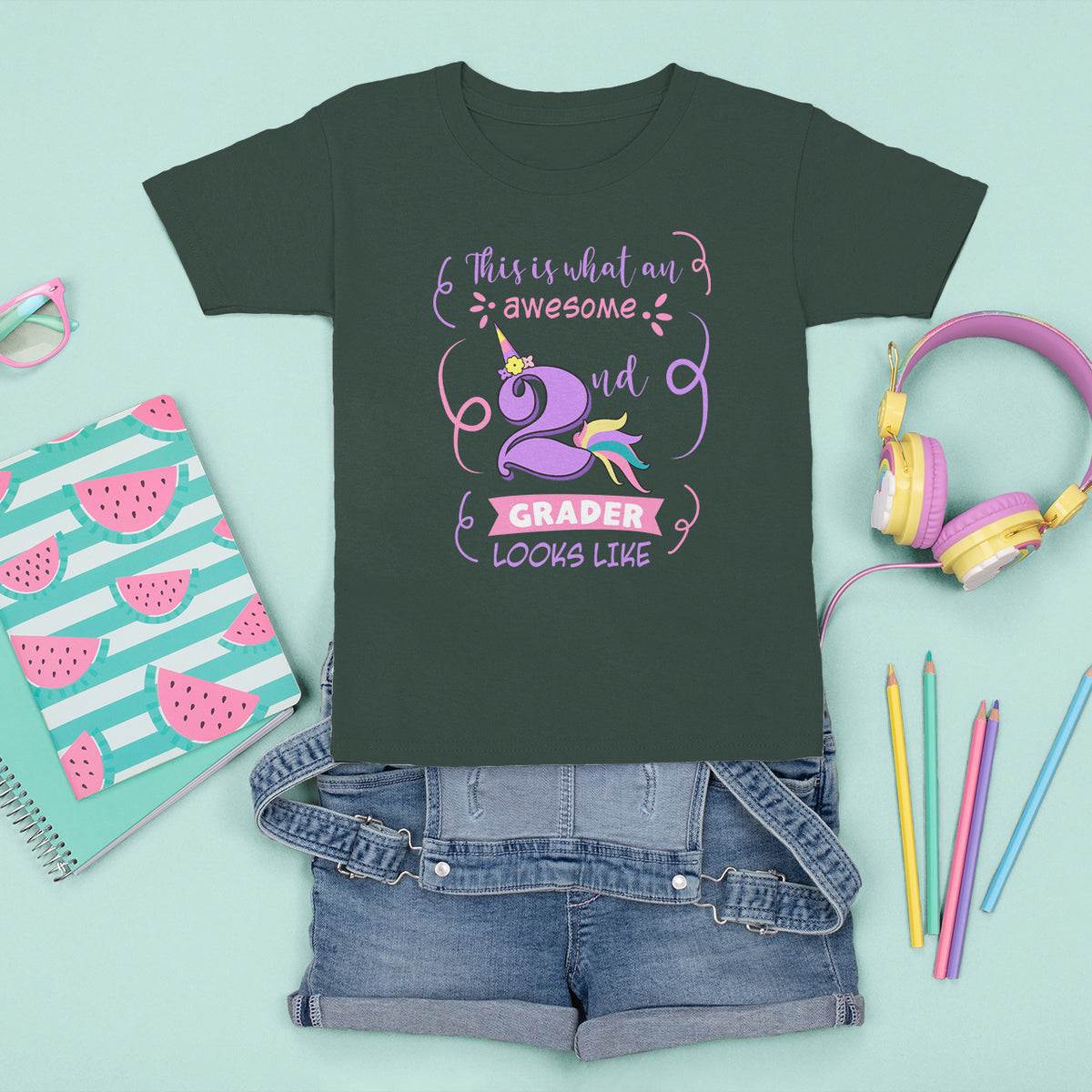 Back To School T Shirt For Kid This Is What An Awesome 2nd Grader Looks Like Unicorn TS05 - Wonder Print Shop