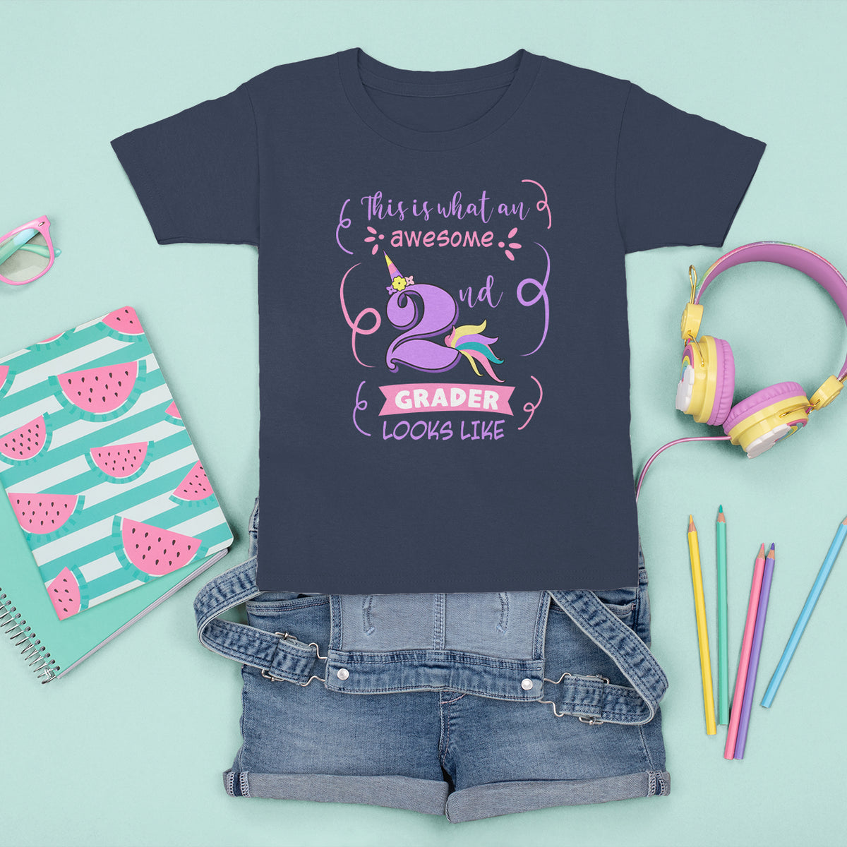 Back To School T Shirt For Kid This Is What An Awesome 2nd Grader Looks Like Unicorn TS05 - Wonder Print Shop