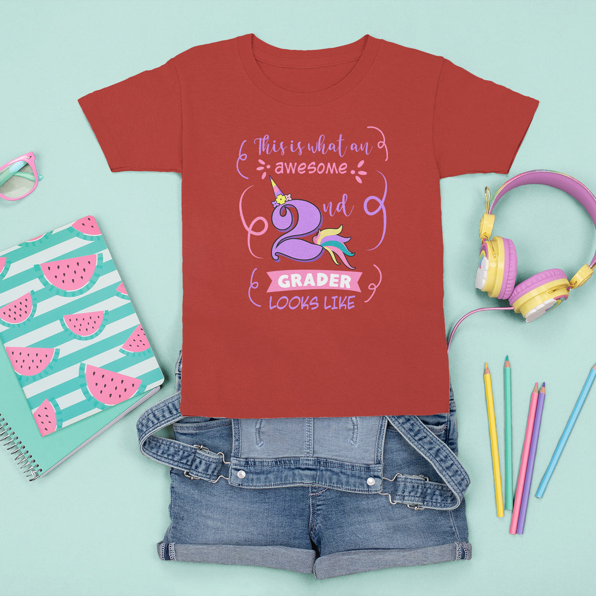 Back To School T Shirt For Kid This Is What An Awesome 2nd Grader Looks Like Unicorn TS05 - Wonder Print Shop