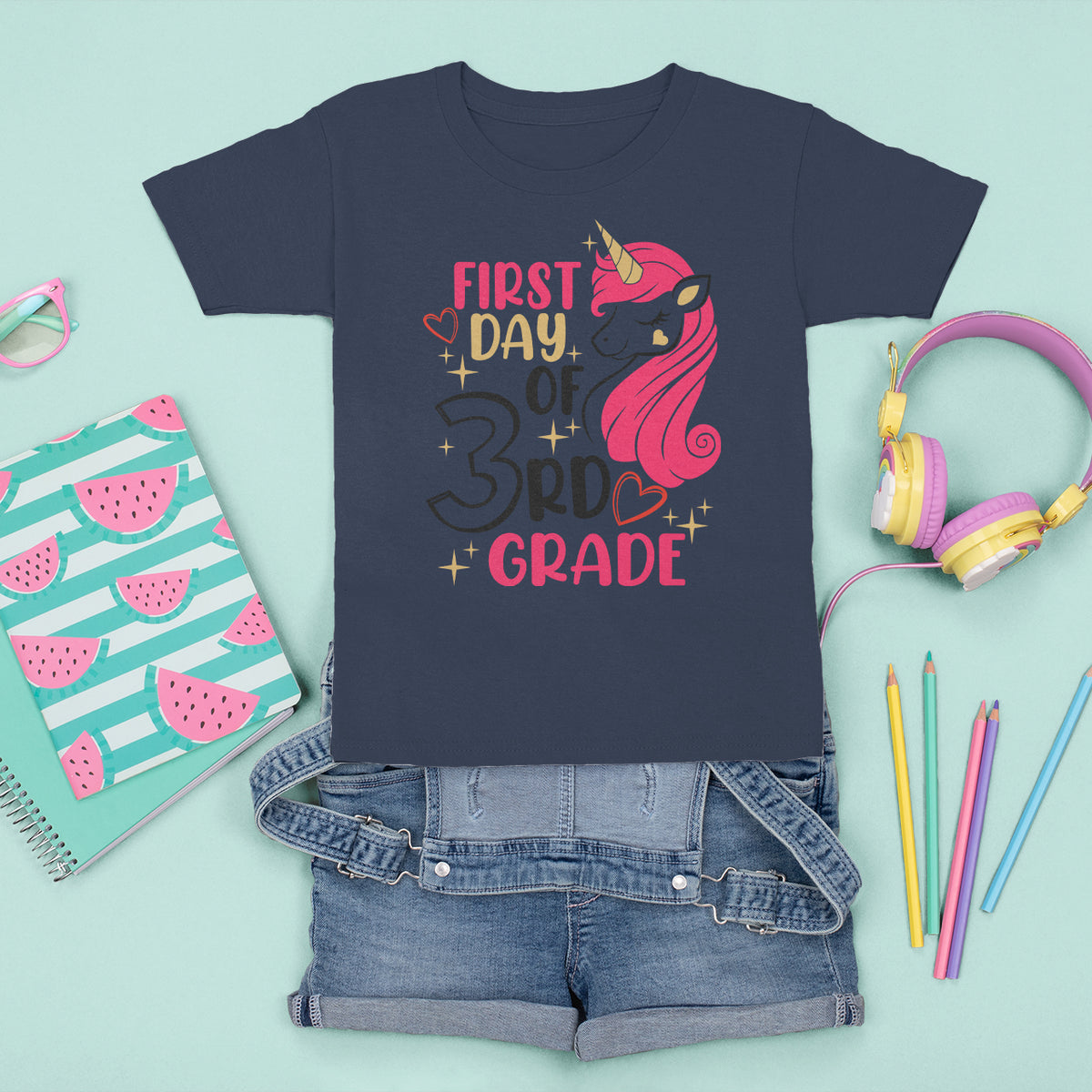 Back To School T Shirt For Kid Happy First Day Of 3rd Unicorn TS05 - Wonder Print Shop
