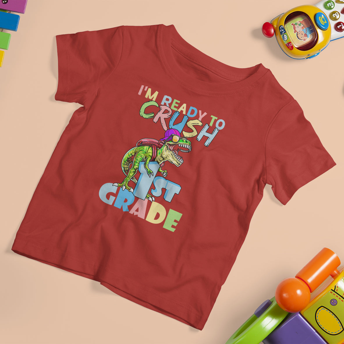 Back To School T Shirt For Kid I'm Ready To Crush 1st Grade, Funny Dinosaur TS05 - Wonder Print Shop
