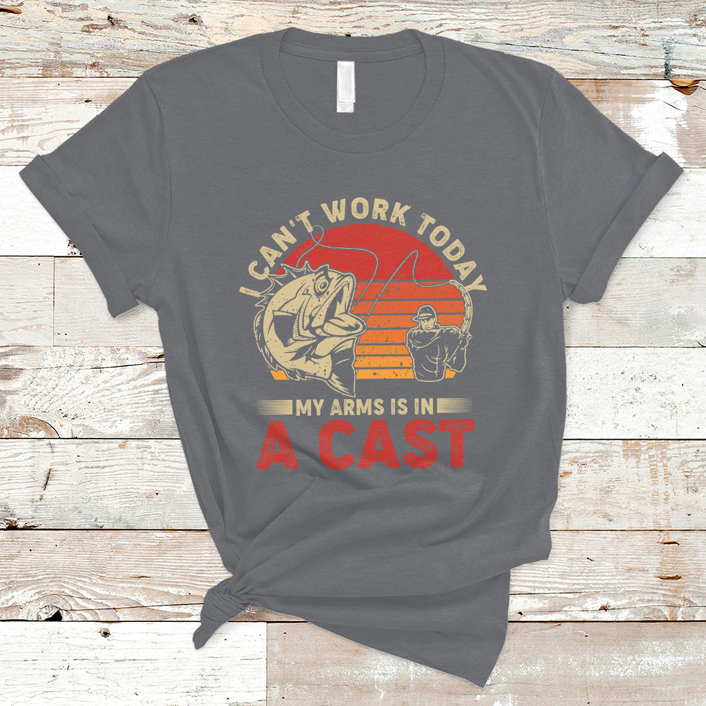 Funny Fishing T Shirt I Can't Work To Day My Arms Is In A Cast TS05 - Wonder Print Shop