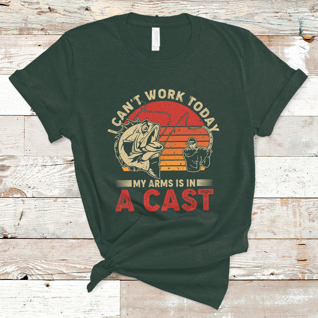 Funny Fishing T Shirt I Can't Work To Day My Arms Is In A Cast TS05 - Wonder Print Shop
