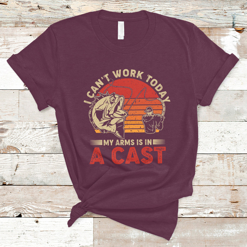 Funny Fishing T Shirt I Can't Work To Day My Arms Is In A Cast TS05 - Wonder Print Shop