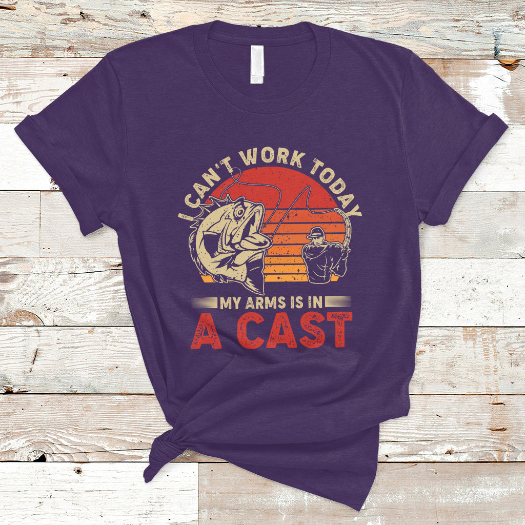 Funny Fishing T Shirt I Can't Work To Day My Arms Is In A Cast TS05 - Wonder Print Shop