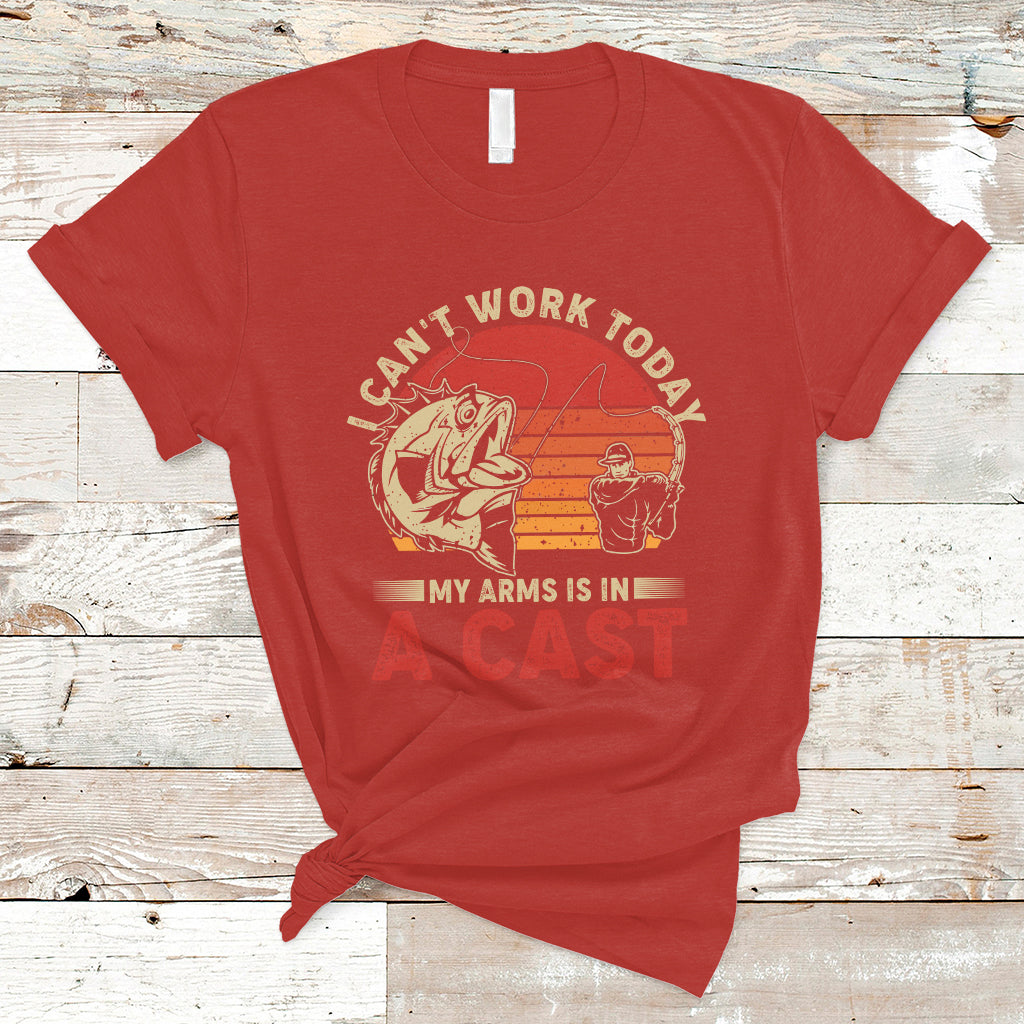 Funny Fishing T Shirt I Can't Work To Day My Arms Is In A Cast TS05 - Wonder Print Shop