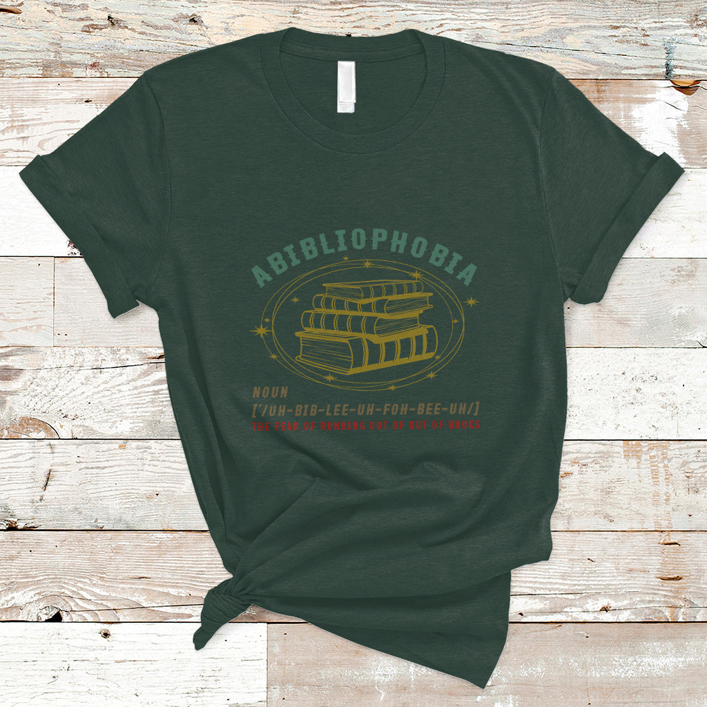 Reading Book T Shirt Abibliophobia Definition, Funny Book Lovers TS05 - Wonder Print Shop