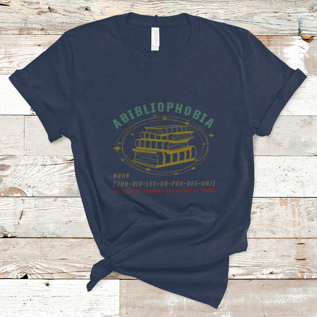 Reading Book T Shirt Abibliophobia Definition, Funny Book Lovers TS05 - Wonder Print Shop