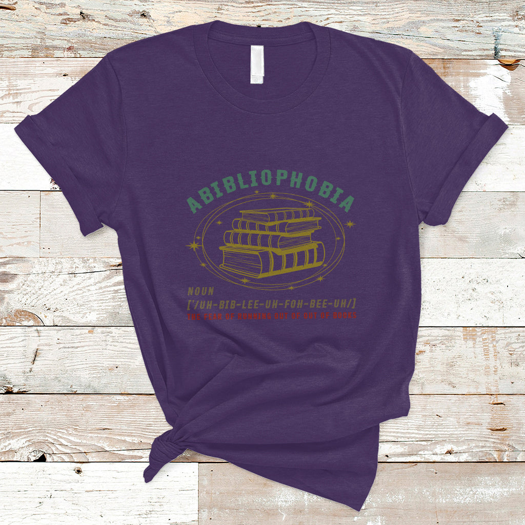 Reading Book T Shirt Abibliophobia Definition, Funny Book Lovers TS05 - Wonder Print Shop
