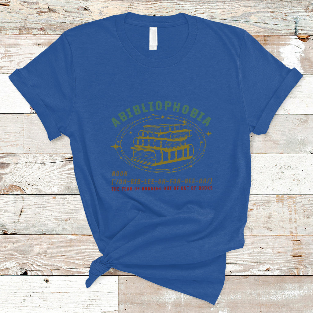 Reading Book T Shirt Abibliophobia Definition, Funny Book Lovers TS05 - Wonder Print Shop