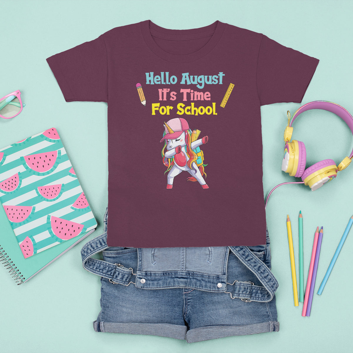 Cute Back To School T Shirt Hello August It's Time For School TS05 - Wonder Print Shop
