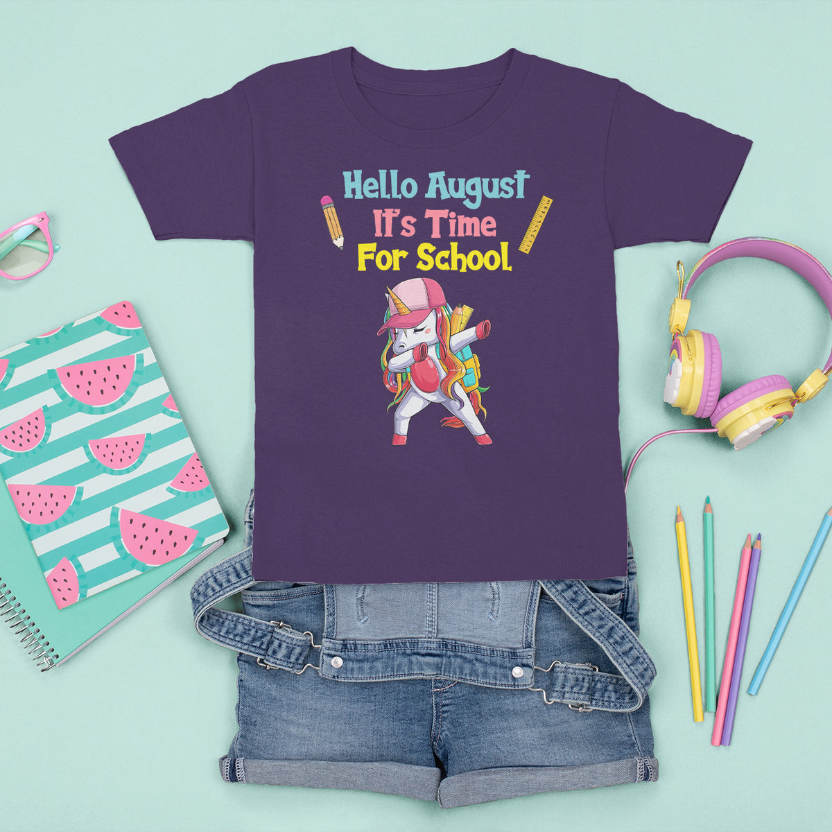 Cute Back To School T Shirt Hello August It's Time For School TS05 - Wonder Print Shop