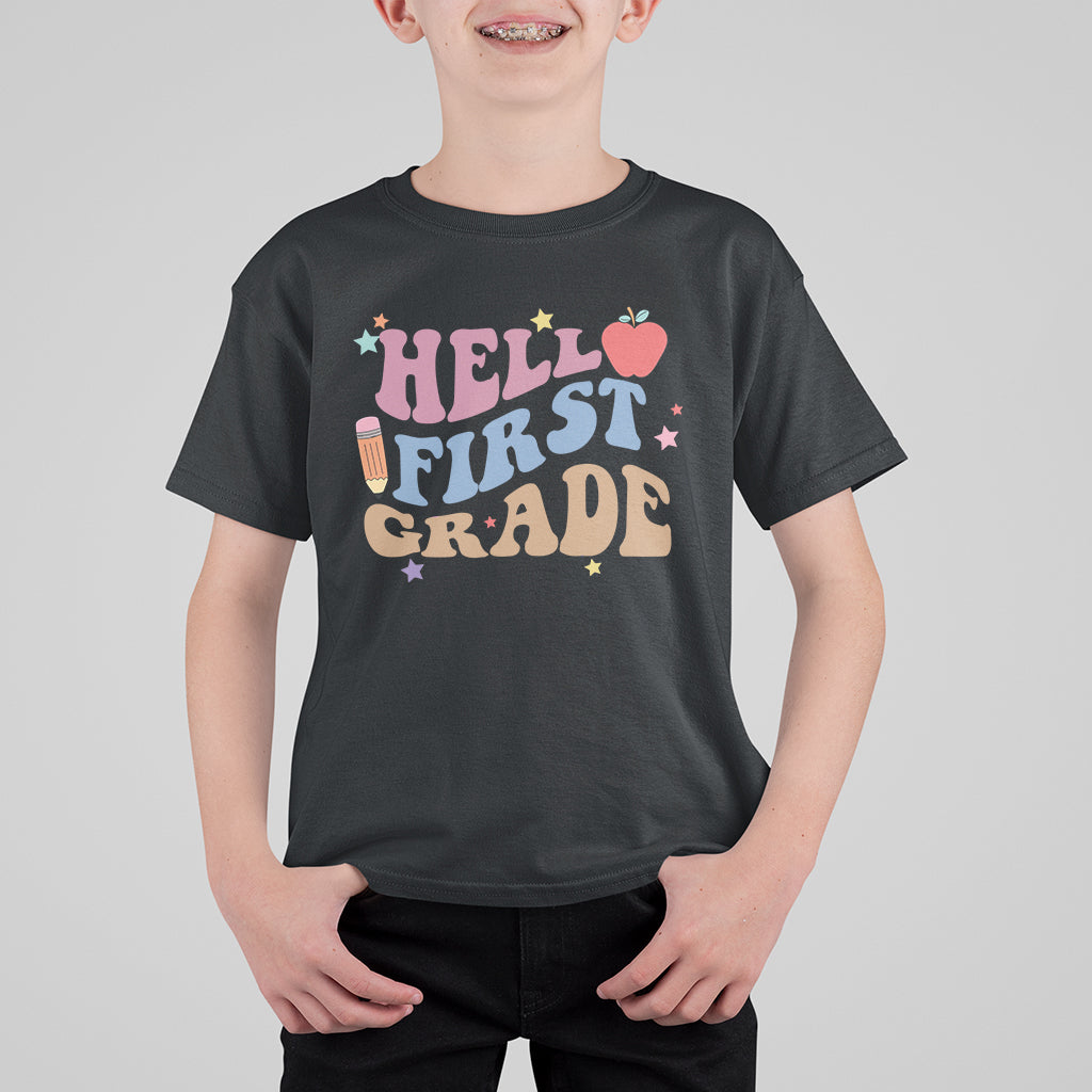 Cute Back To School T Shirt Happy First Grade Of School Hello Kindergarten TS05 - Wonder Print Shop