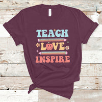 Cute Back To School T Shirt Teach Love Inspire, Funny Teacher TS05 - Wonder Print Shop