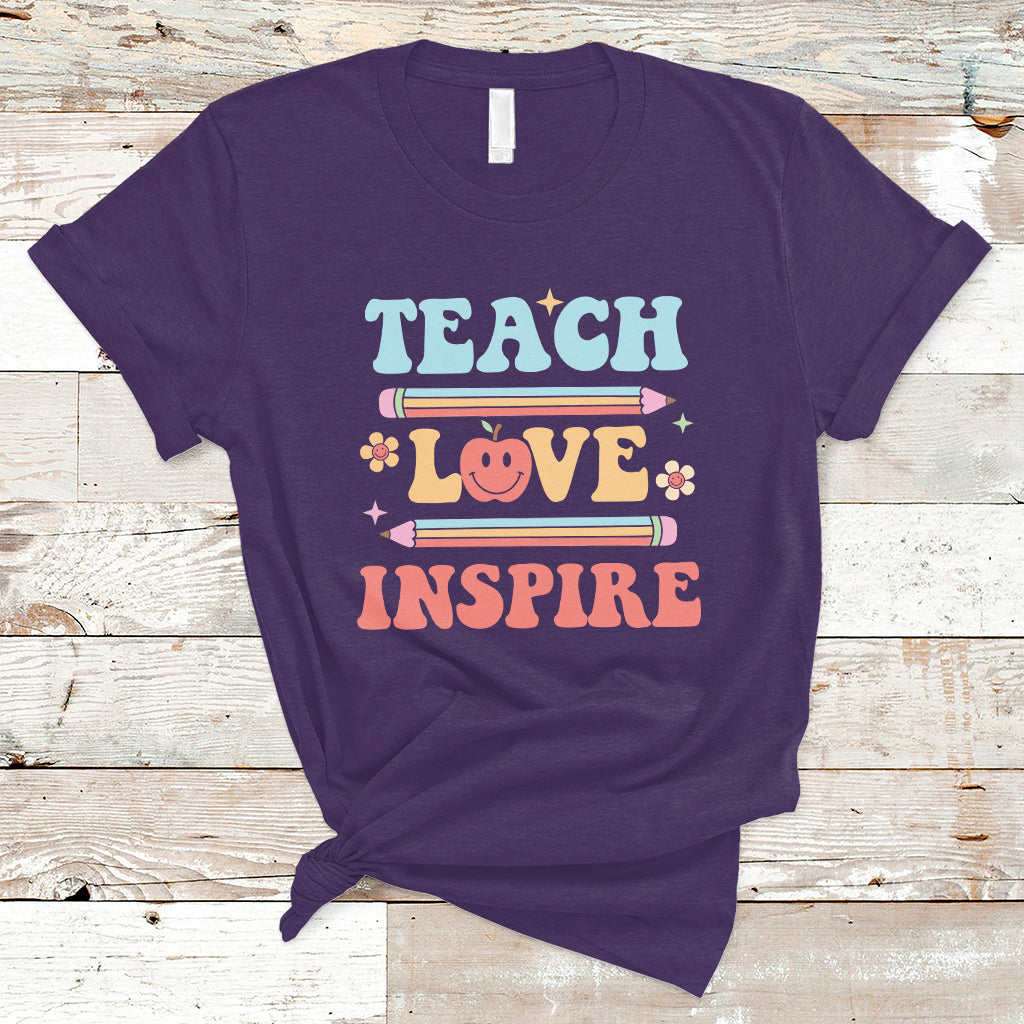 Cute Back To School T Shirt Teach Love Inspire, Funny Teacher TS05 - Wonder Print Shop