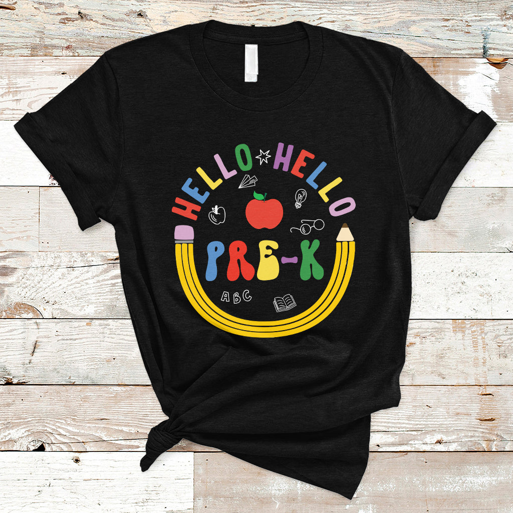 Cute Back To School T Shirt Hello Pre-K, Funny Teacher Student TS05 - Wonder Print Shop