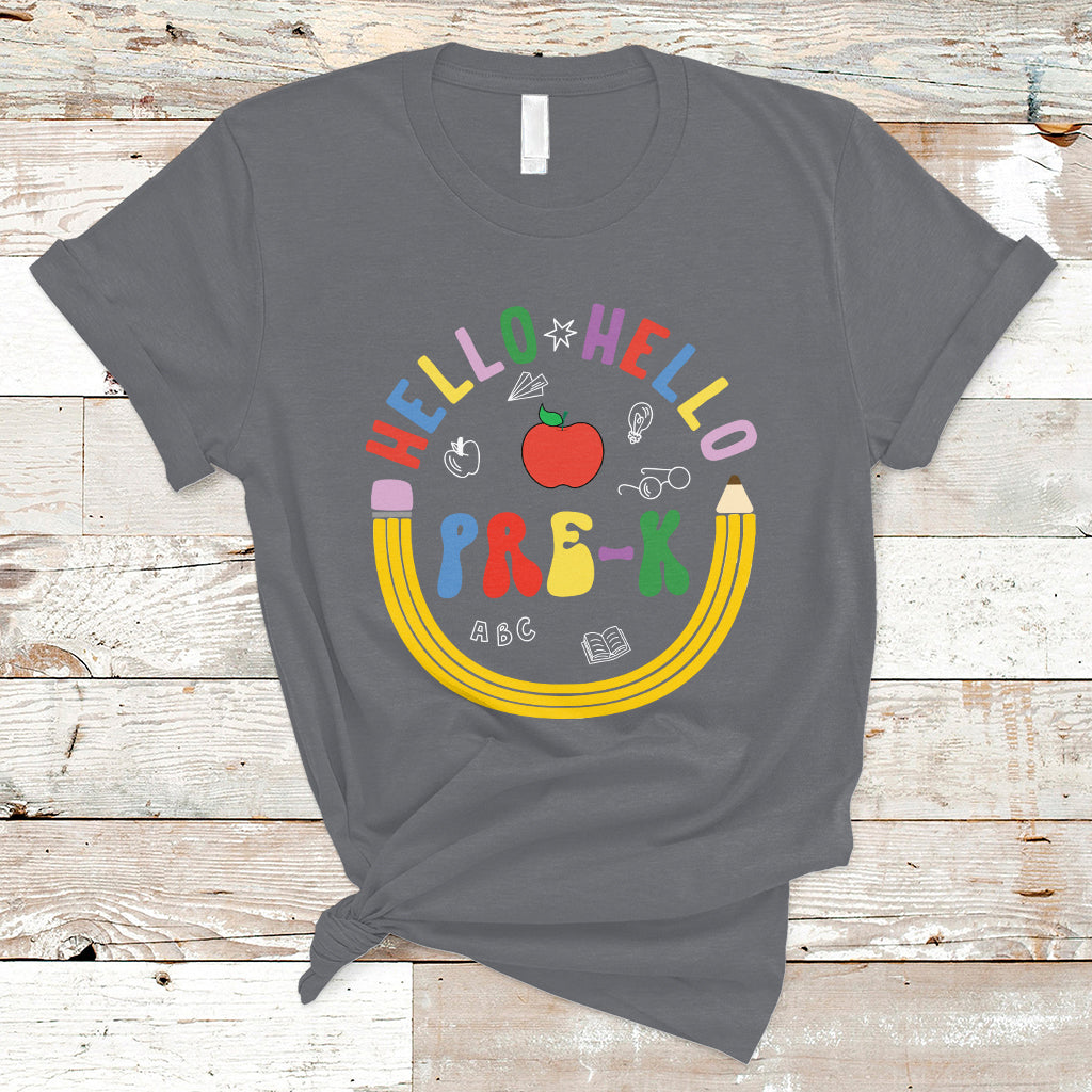 Cute Back To School T Shirt Hello Pre-K, Funny Teacher Student TS05 - Wonder Print Shop