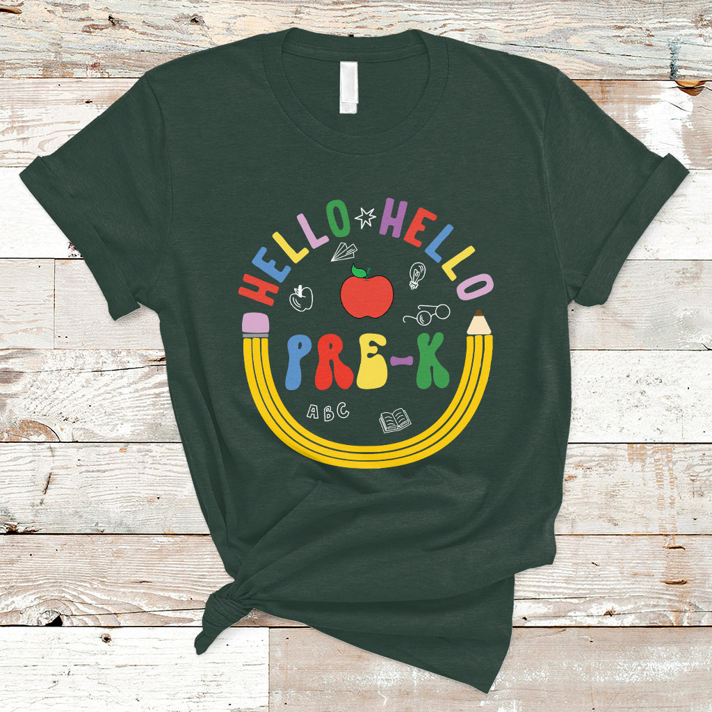 Cute Back To School T Shirt Hello Pre-K, Funny Teacher Student TS05 - Wonder Print Shop