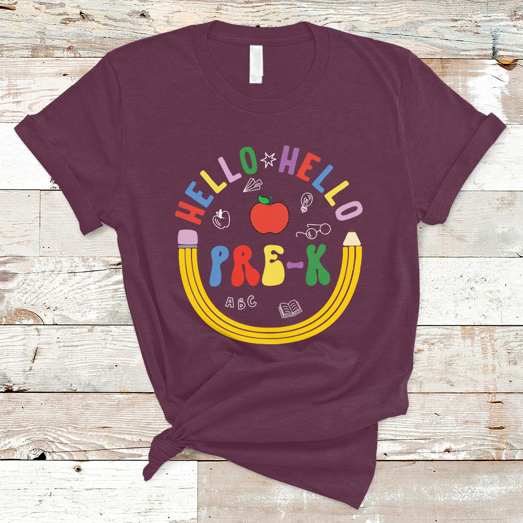 Cute Back To School T Shirt Hello Pre-K, Funny Teacher Student TS05 - Wonder Print Shop