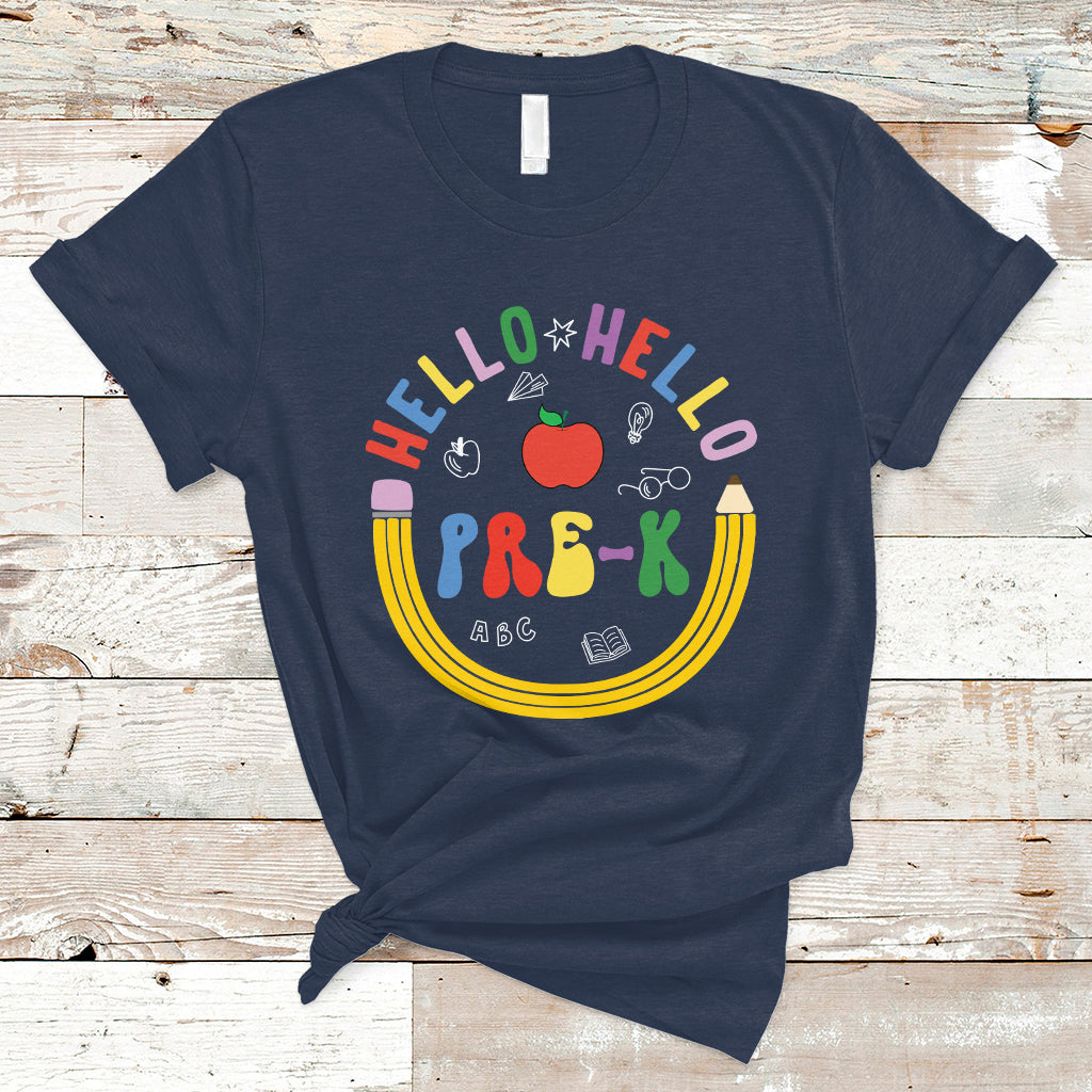 Cute Back To School T Shirt Hello Pre-K, Funny Teacher Student TS05 - Wonder Print Shop