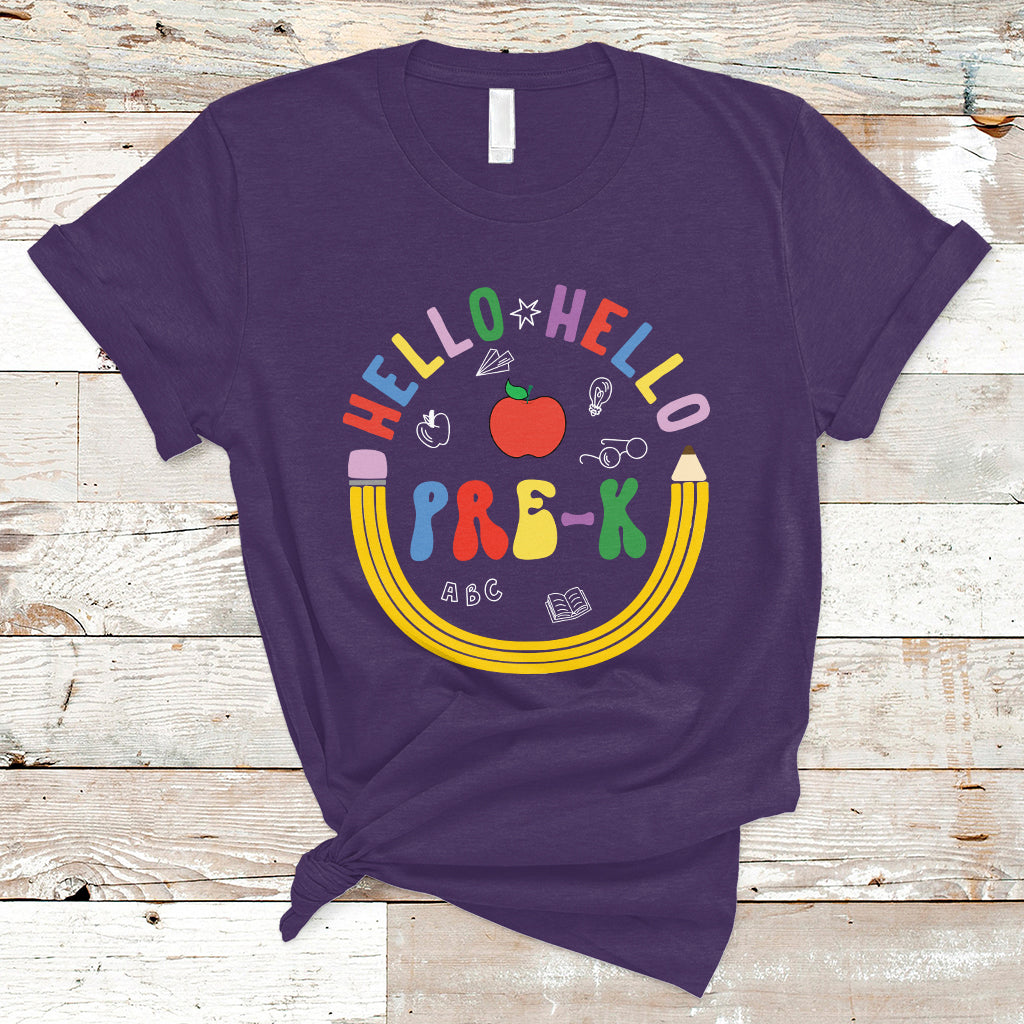 Cute Back To School T Shirt Hello Pre-K, Funny Teacher Student TS05 - Wonder Print Shop