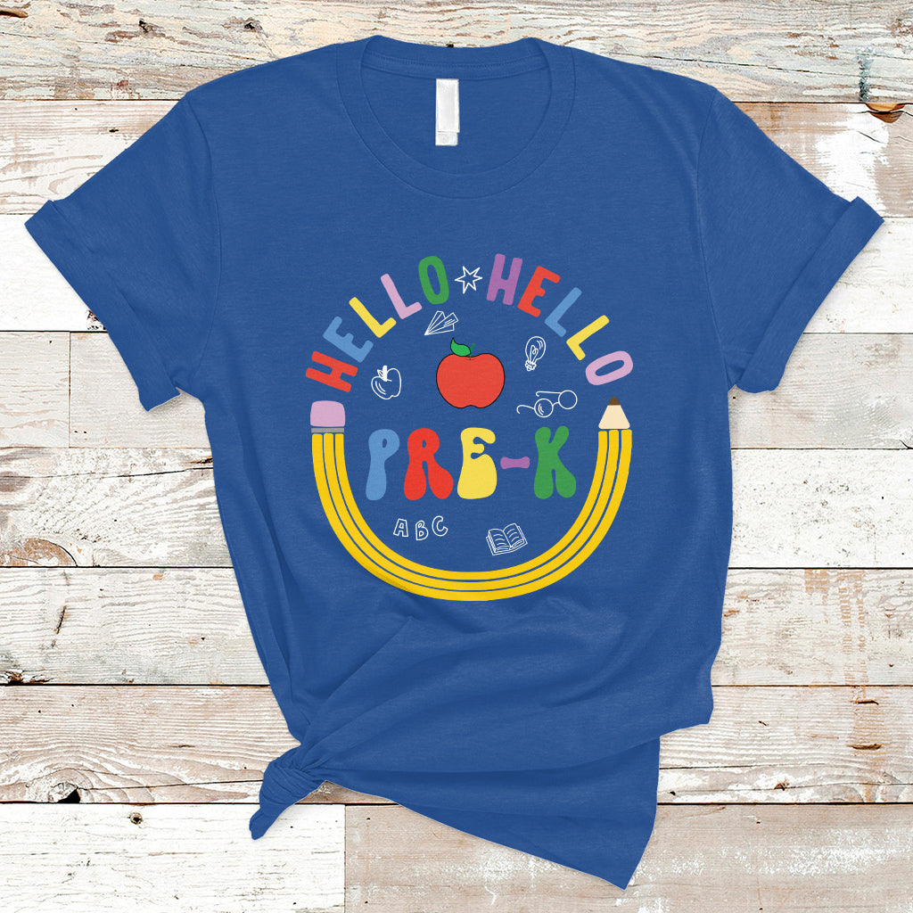 Cute Back To School T Shirt Hello Pre-K, Funny Teacher Student TS05 - Wonder Print Shop