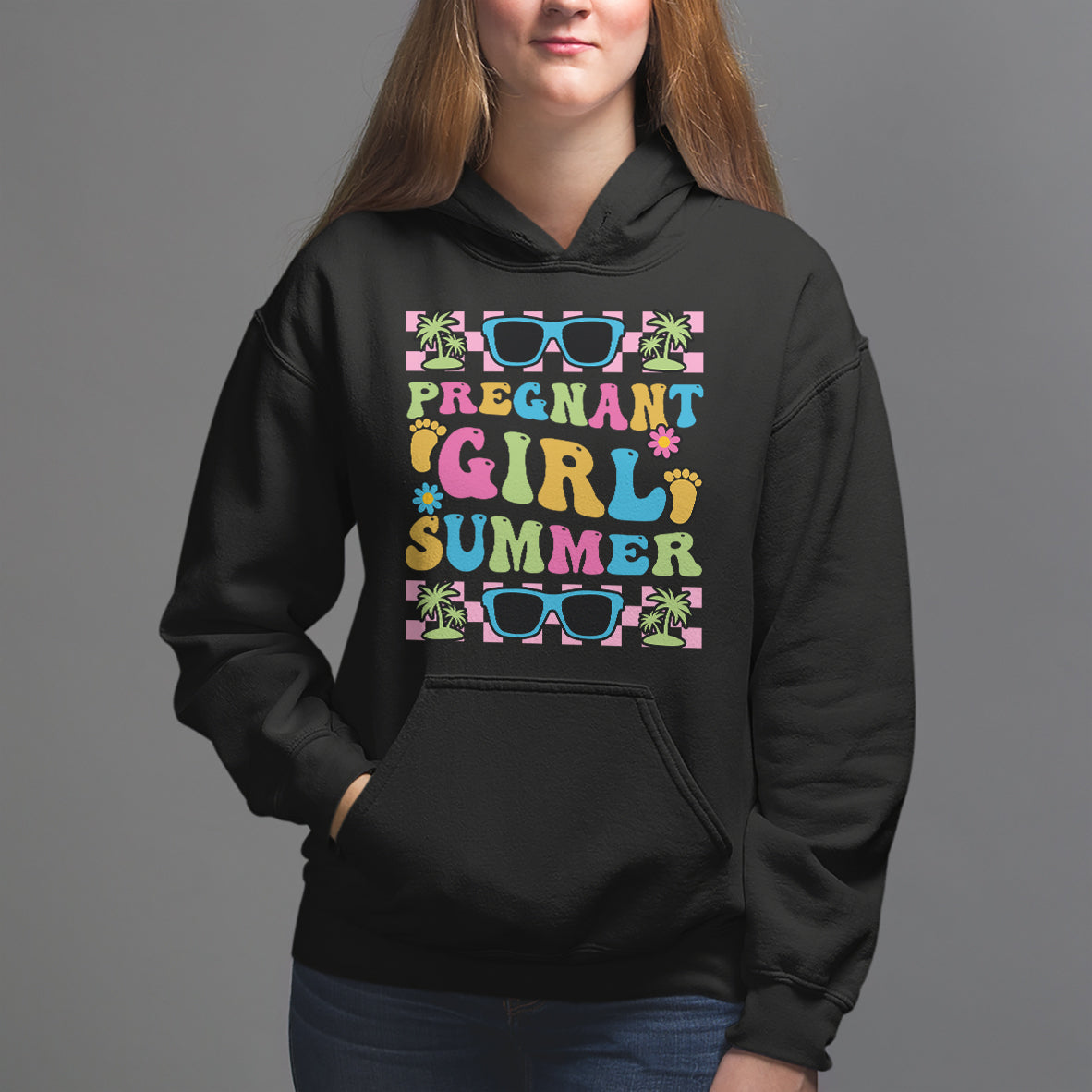 Pregnancy Announcement Hoodie Groovy Pregnant Girl Summer TS05 - Wonder Print Shop