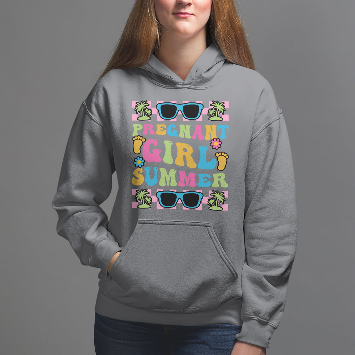 Pregnancy Announcement Hoodie Groovy Pregnant Girl Summer TS05 - Wonder Print Shop