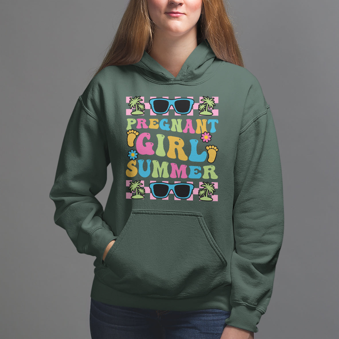 Pregnancy Announcement Hoodie Groovy Pregnant Girl Summer TS05 - Wonder Print Shop