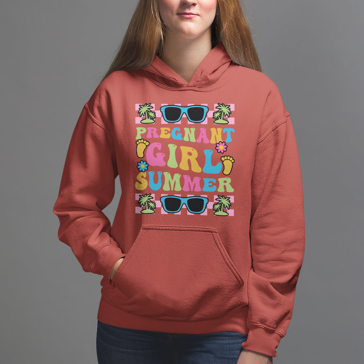 Pregnancy Announcement Hoodie Groovy Pregnant Girl Summer TS05 - Wonder Print Shop