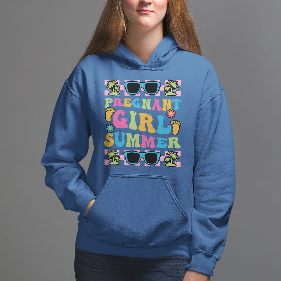 Pregnancy Announcement Hoodie Groovy Pregnant Girl Summer TS05 - Wonder Print Shop