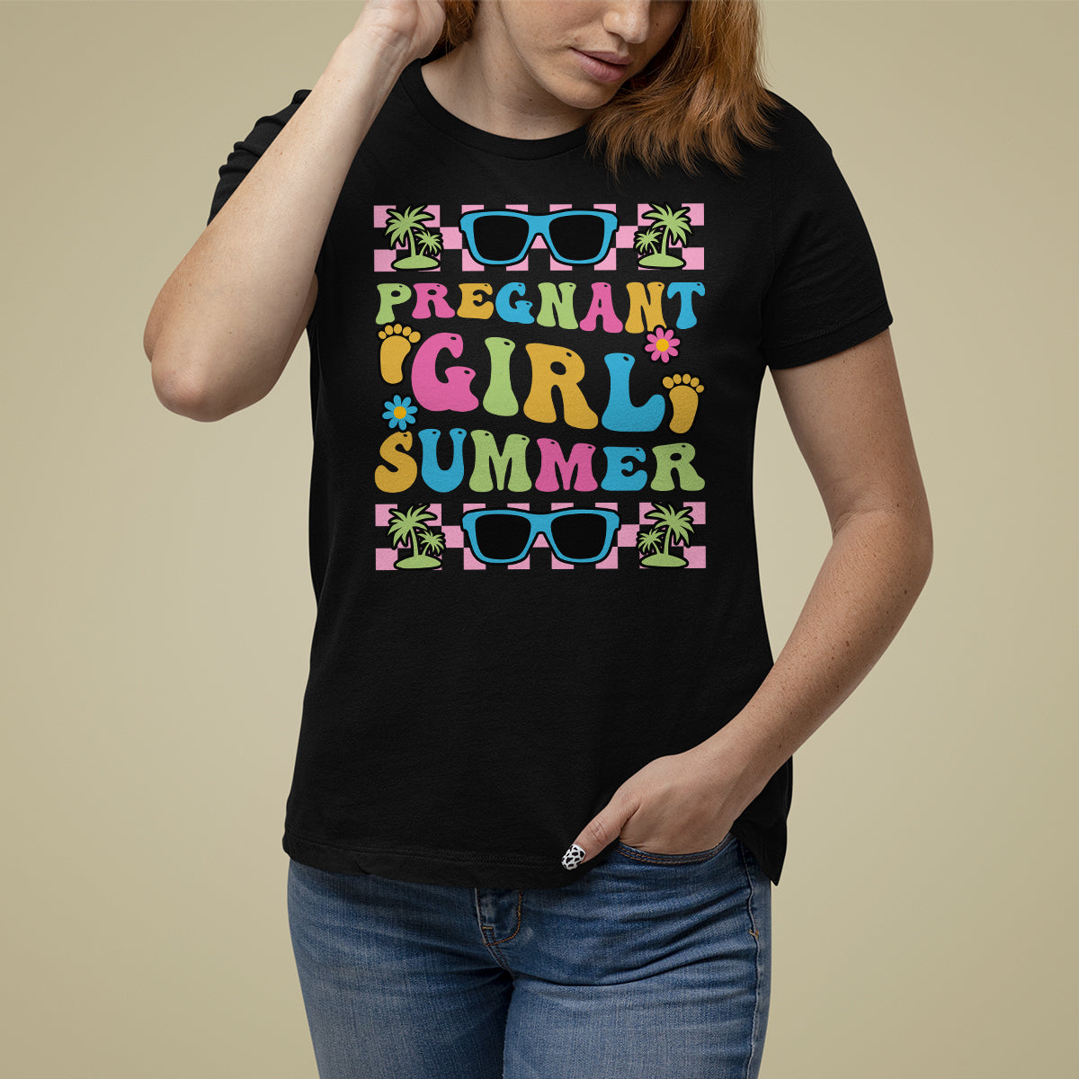 Pregnancy Announcement T Shirt For Women Groovy Pregnant Girl Summer TS05 - Wonder Print Shop