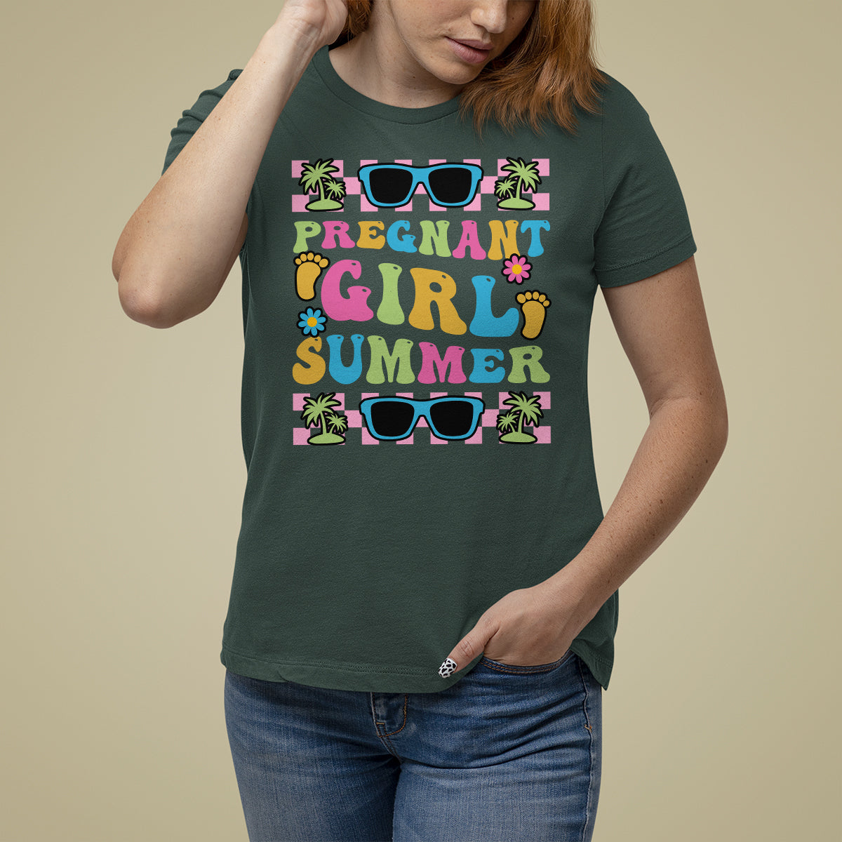 Pregnancy Announcement T Shirt For Women Groovy Pregnant Girl Summer TS05 - Wonder Print Shop