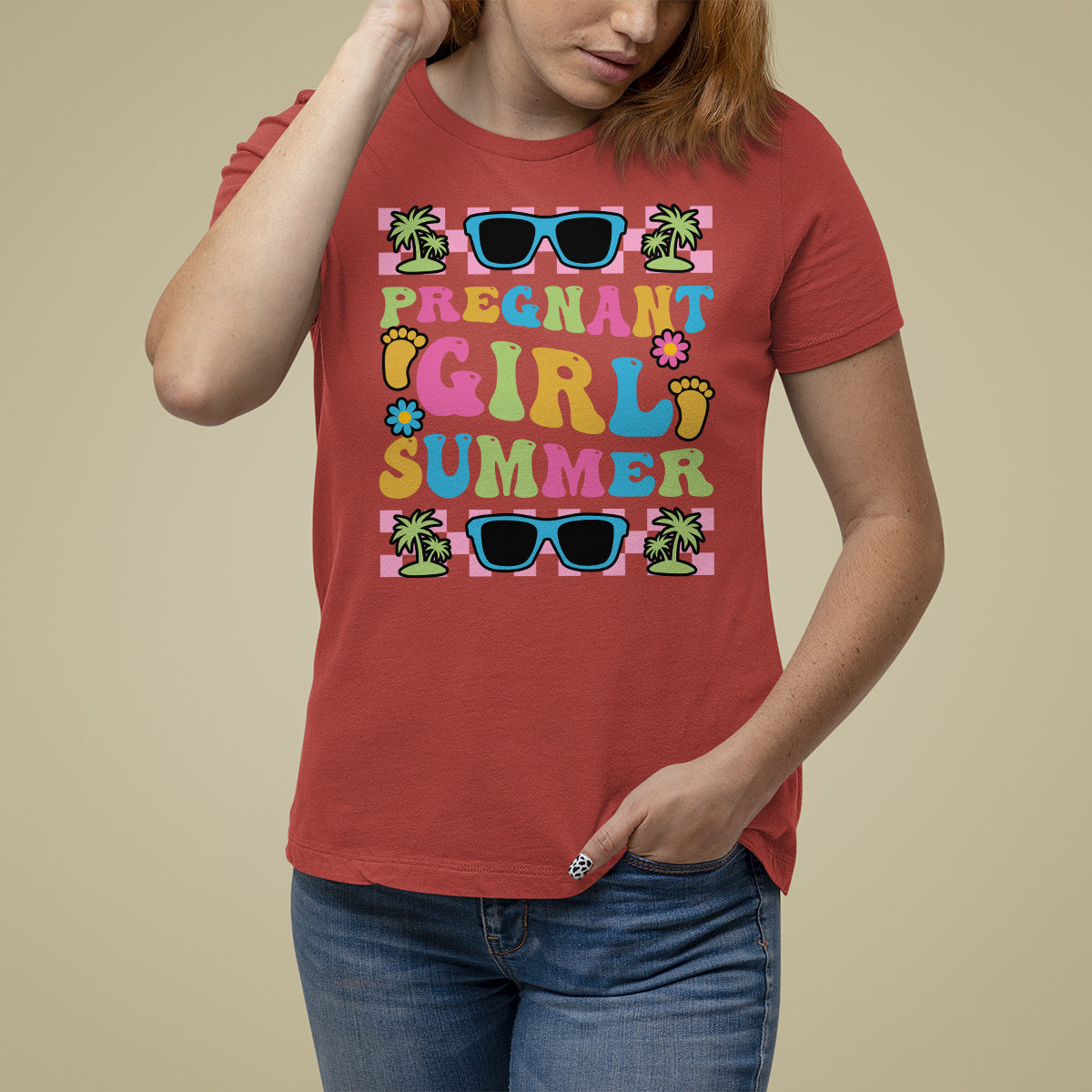 Pregnancy Announcement T Shirt For Women Groovy Pregnant Girl Summer TS05 - Wonder Print Shop
