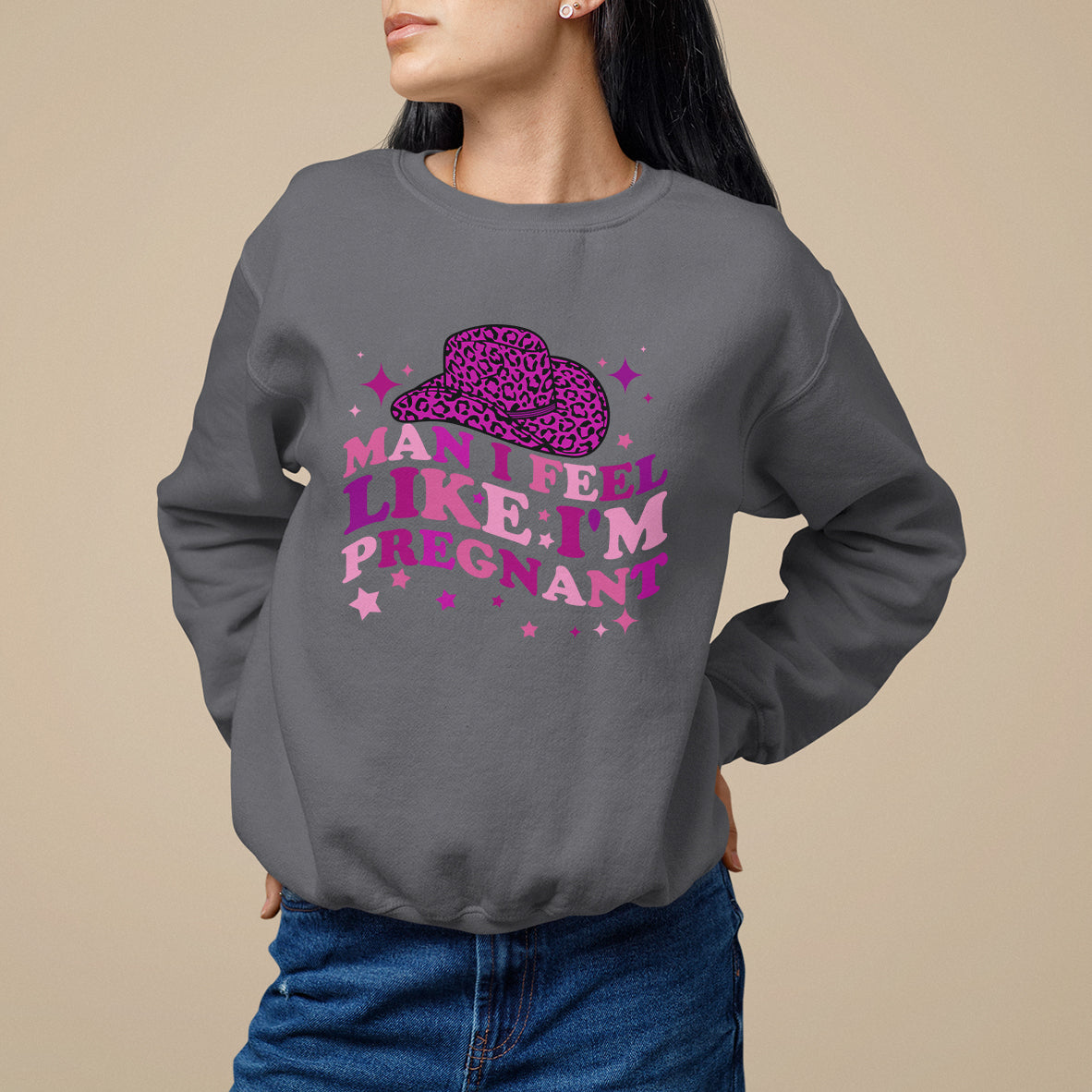 Pregnancy Announcement Sweatshirt Man I Feel Like I'm Pregnant TS05 - Wonder Print Shop