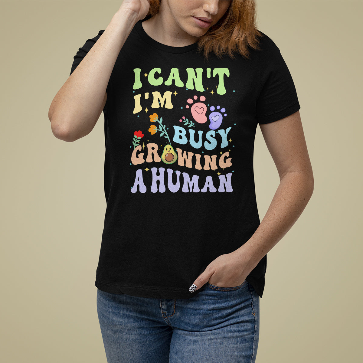 Pregnancy Announcement T Shirt For Women I Can't I'm Busy Growing A Human TS05 - Wonder Print Shop