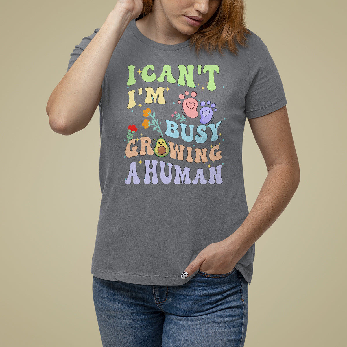 Pregnancy Announcement T Shirt For Women I Can't I'm Busy Growing A Human TS05 - Wonder Print Shop