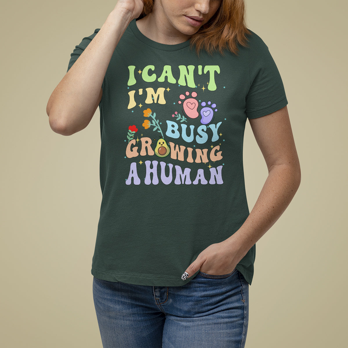 Pregnancy Announcement T Shirt For Women I Can't I'm Busy Growing A Human TS05 - Wonder Print Shop