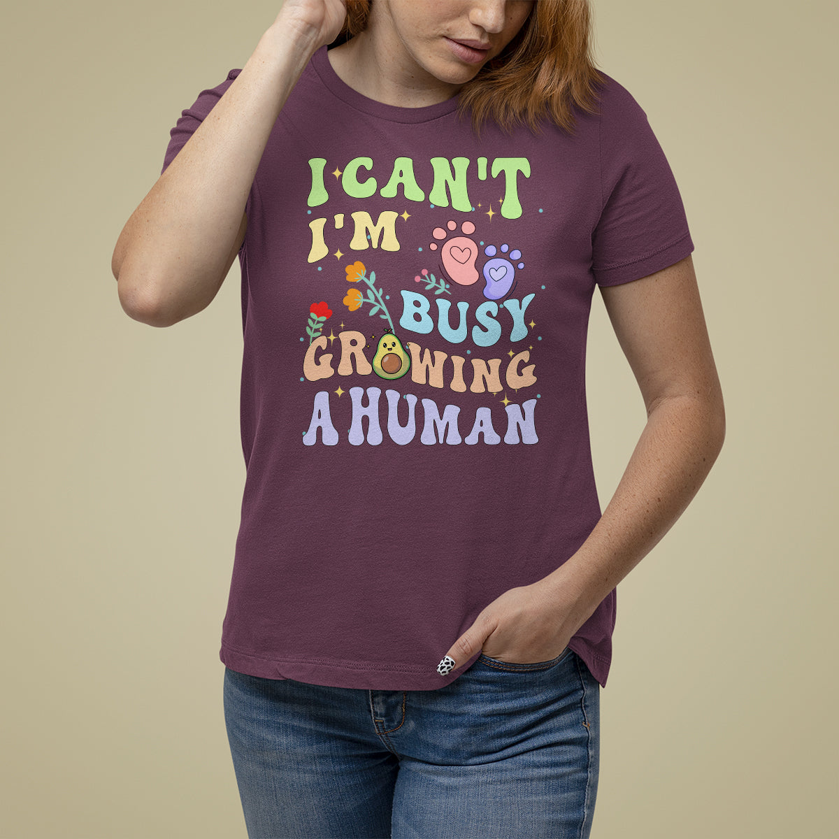 Pregnancy Announcement T Shirt For Women I Can't I'm Busy Growing A Human TS05 - Wonder Print Shop