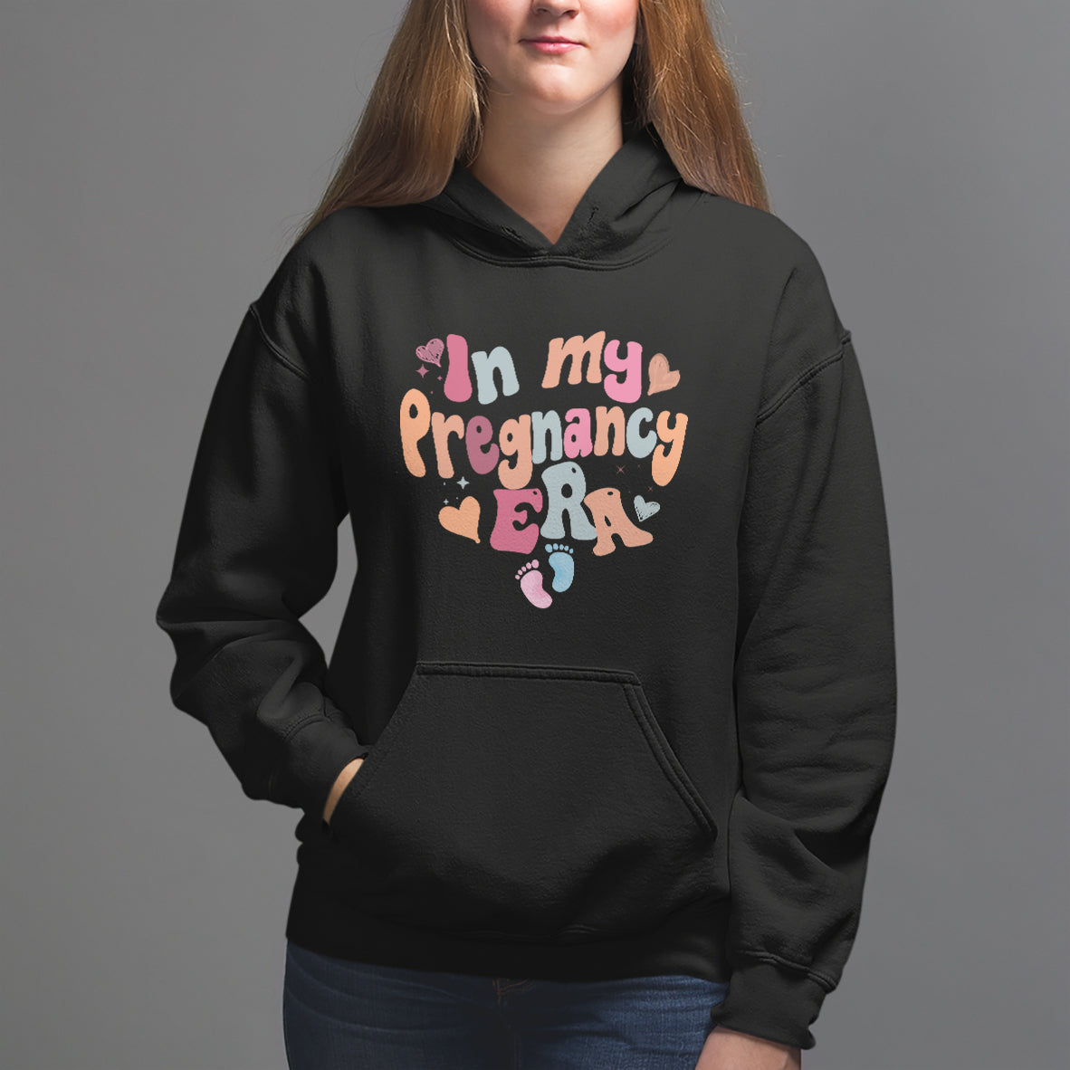 Pregnancy Announcement Hoodie Groovy In My Pregnant Era TS05 - Wonder Print Shop